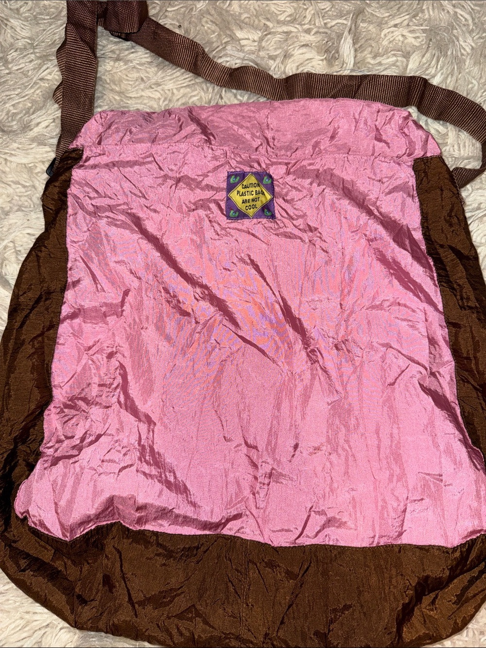 Onya Side Pink and Brown Foldable Shoulder Bag - Picture 3 of 7